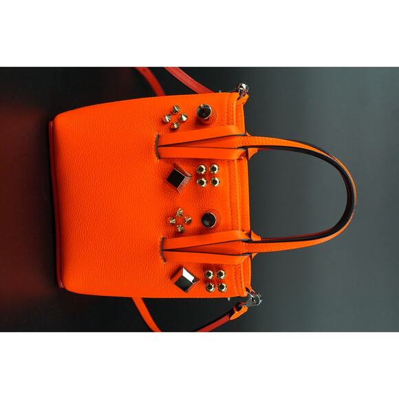 Christian Louboutin Mini Cabata North/South Leather Tote $1390 studs orange - Picture 9 of 9